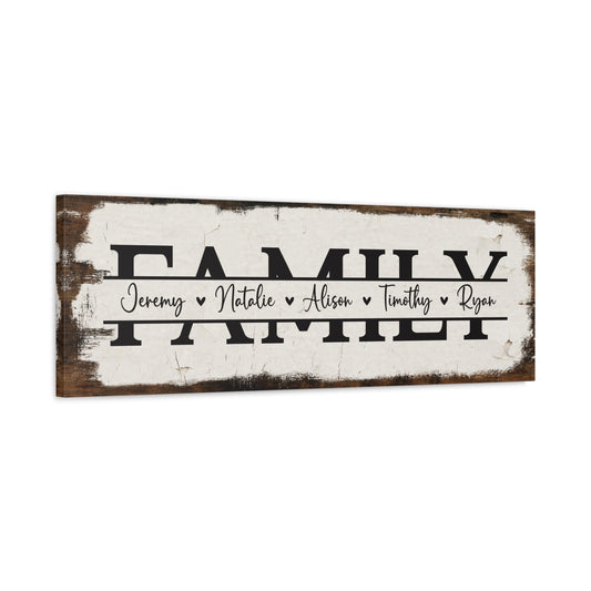 ~Family~ Personalized Rustic Canvas - Add 3 to 6 Names