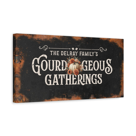 Gourd-geous Gatherings | Personalized Canvas | Black
