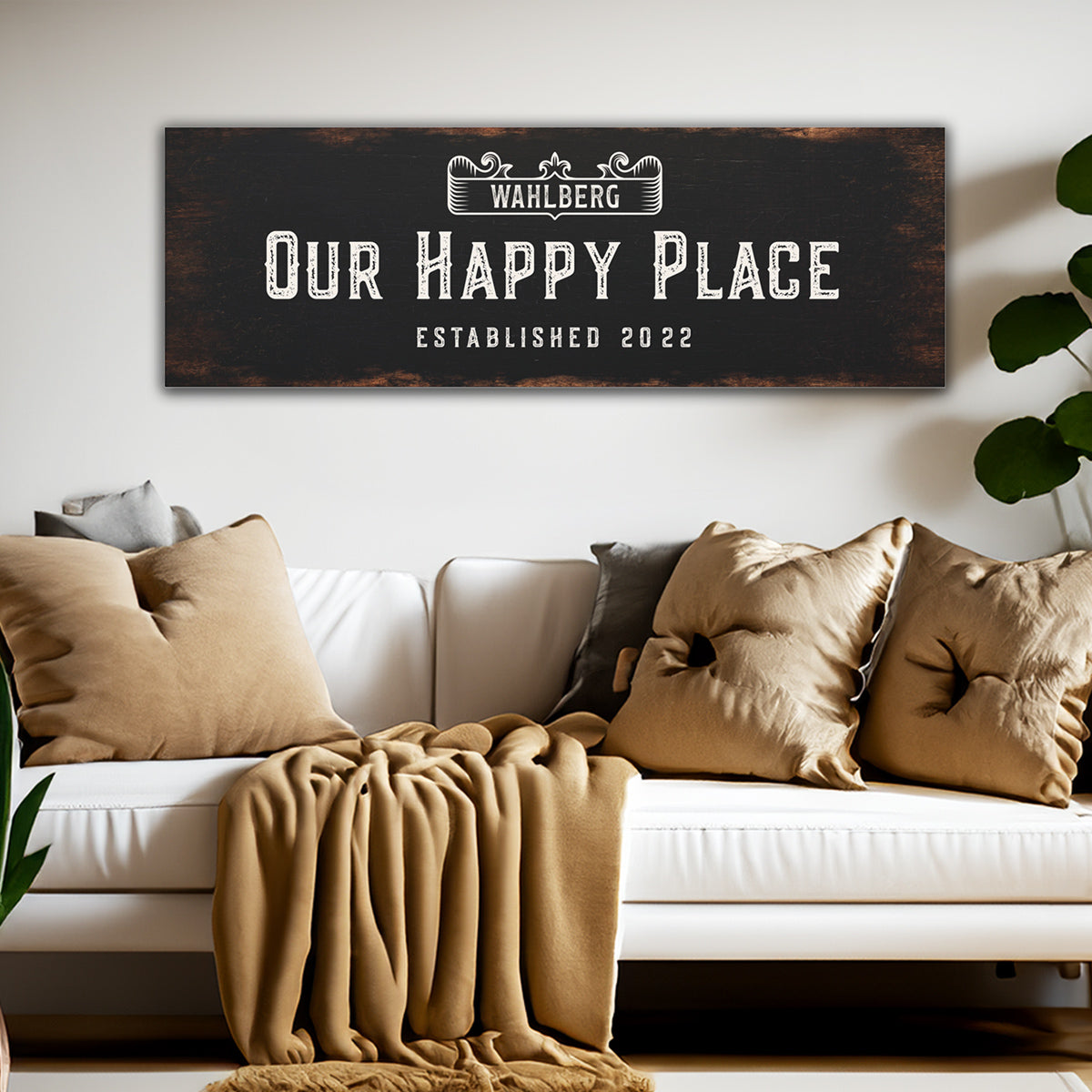 ~Our Happy Place~ Black Canvas Wall Art