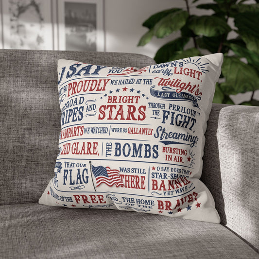 Star Spangled Banner Lyrics on Pillow Case