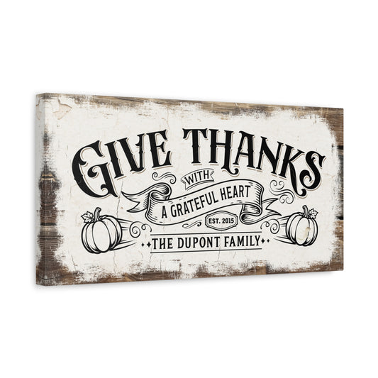 Give Thanks | Personalized Thanksgiving Canvas