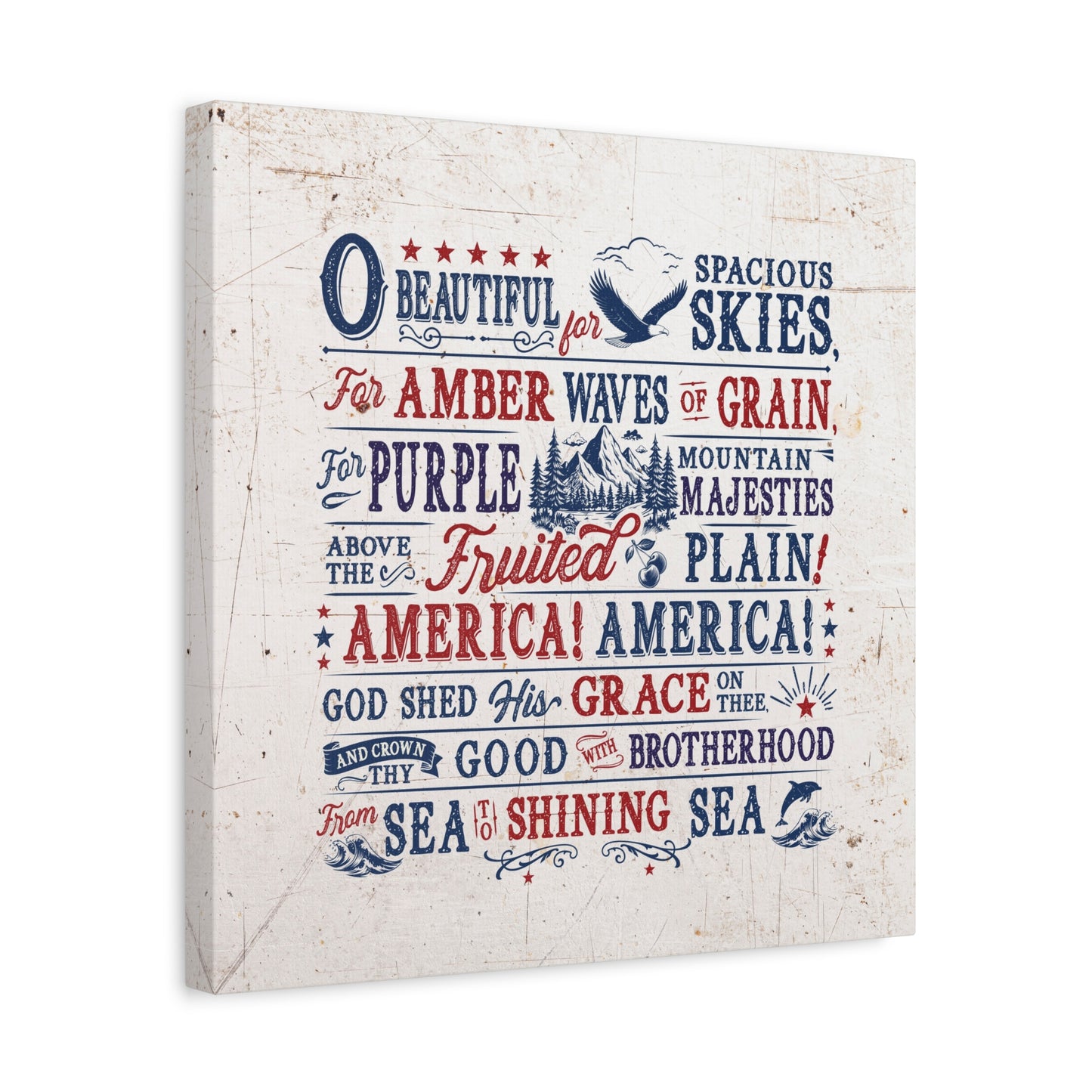 America the Beautiful Lyrics on Canvas