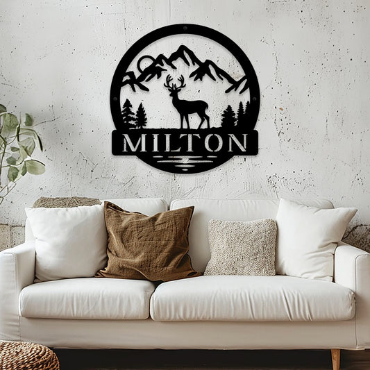 Deer in the Pines | Personalized Metal Sign