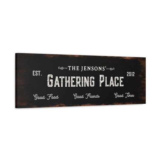~Family Gathering Place~ Black Canvas Wall Art
