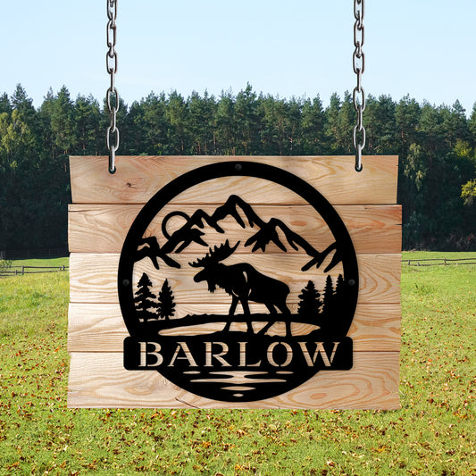 Moose with a View - Personalized Metal Sign