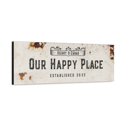 ~Our Happy Place~ Personalized Canvas Wall Art
