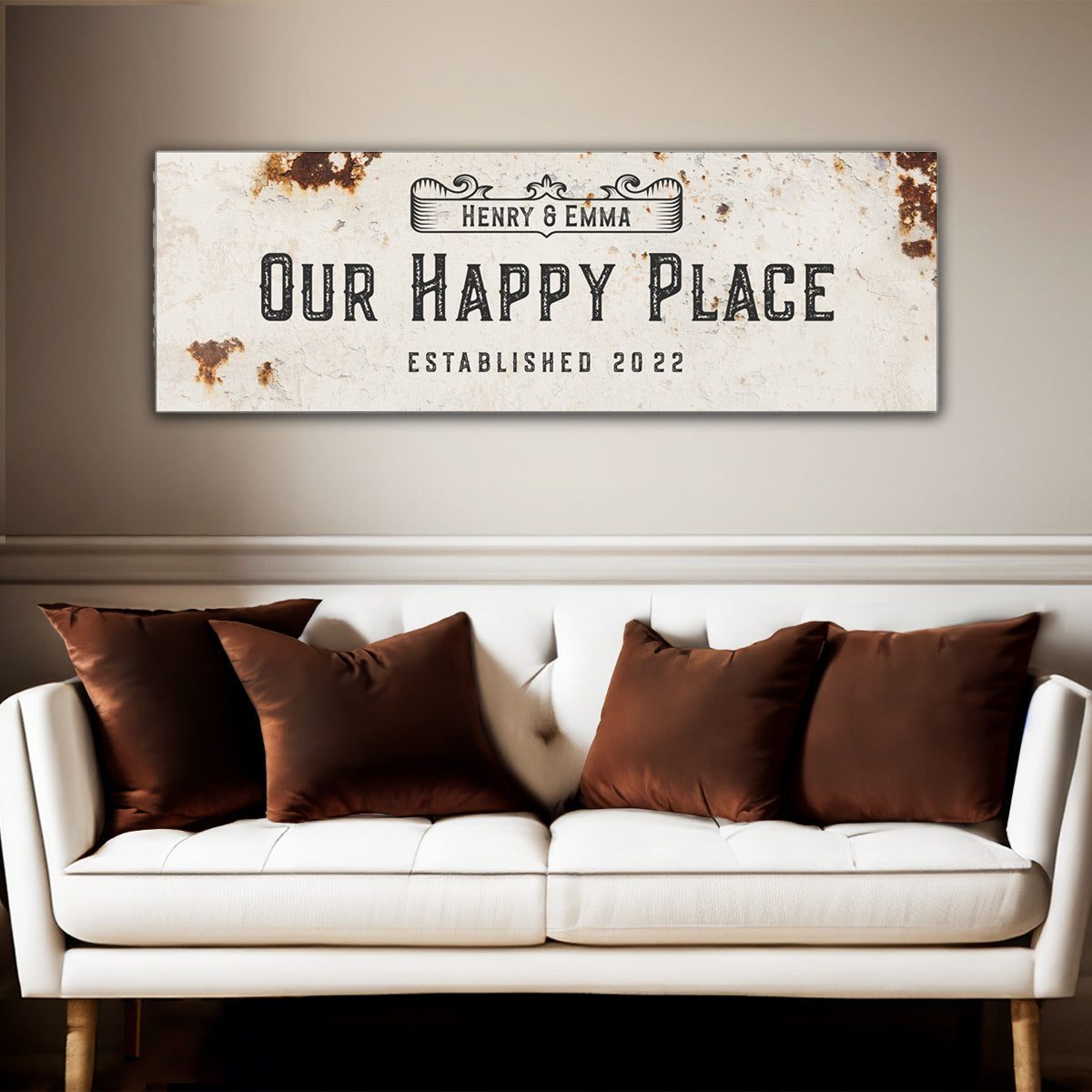 ~Our Happy Place~ Personalized Canvas Wall Art