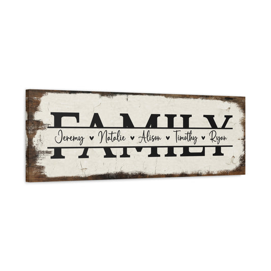 ~Family~ Personalized Rustic Canvas - Add 3 to 6 Names