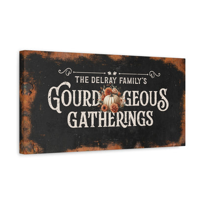 Gourd-geous Gatherings | Personalized Canvas | Black