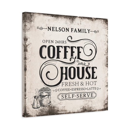 ~Coffee House~ Personalized Gift - Canvas Wall Art for Coffee Lovers