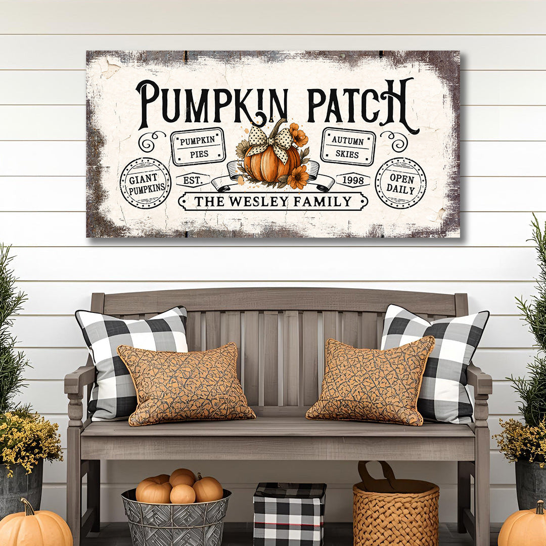 Coquette Pumpkin Patch | Personalized Canvas Family Name