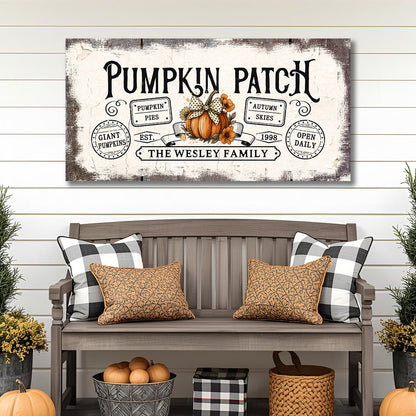 Coquette Pumpkin Patch | Personalized Canvas Family Name