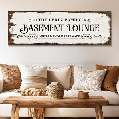 Basement Lounge | Rustic Personalized Canvas