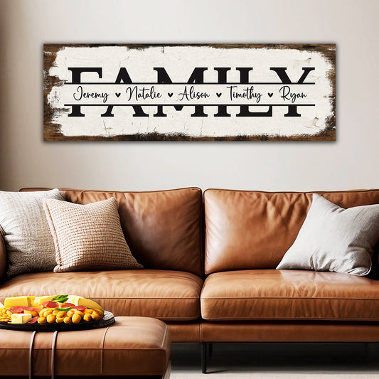 ~Family~ Personalized Rustic Canvas - Add 3 to 6 Names