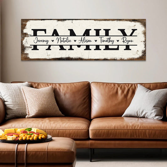 ~Family~ Personalized Rustic Canvas - Add 3 to 6 Names