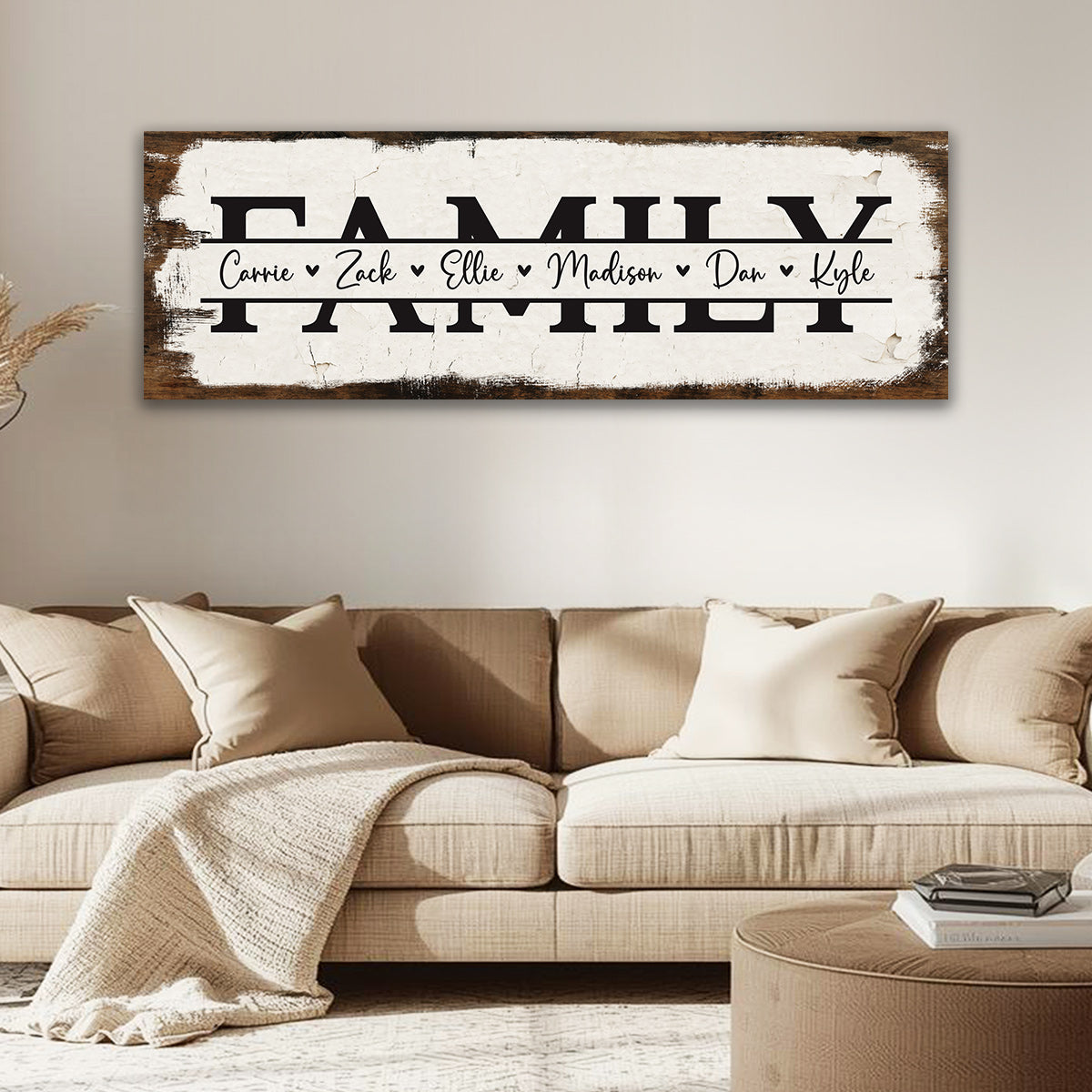 ~Family~ Personalized Rustic Canvas - Add 3 to 6 Names