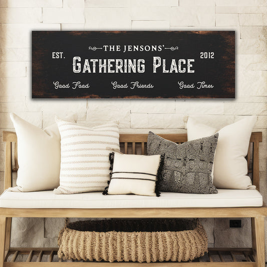 ~Family Gathering Place~ Black Canvas Wall Art