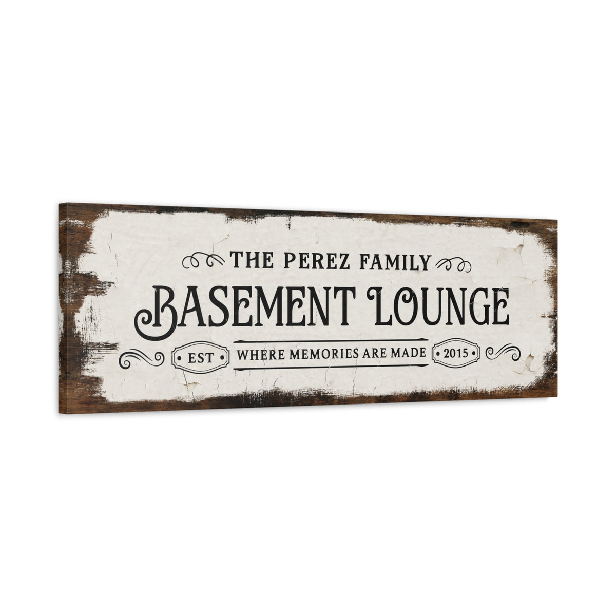 Basement Lounge | Rustic Personalized Canvas
