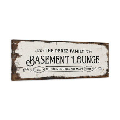 Basement Lounge | Rustic Personalized Canvas