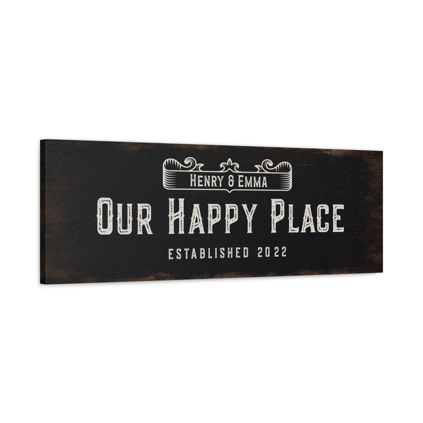 ~Our Happy Place~ Black Canvas Wall Art