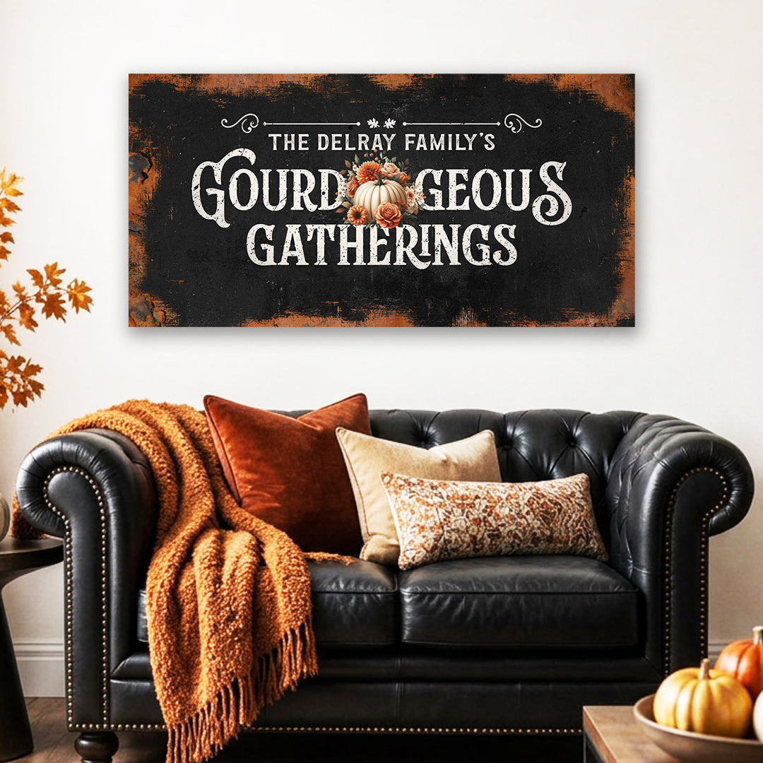 Personalized Fall Canvas -Gourd-geous Gatherings