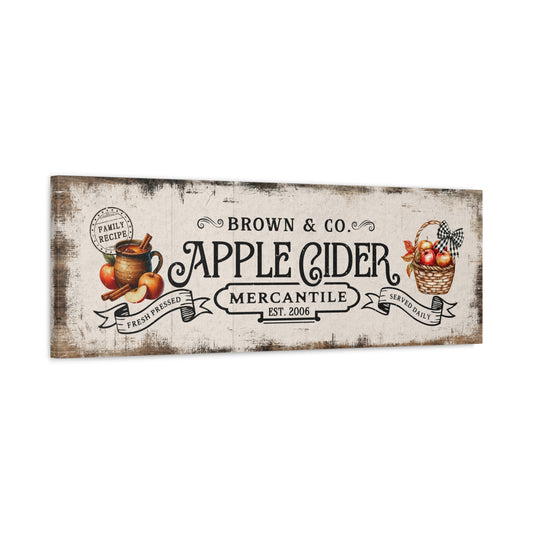 Apple Cider Mercantile |  Rustic Farmhouse | Personalized Canvas