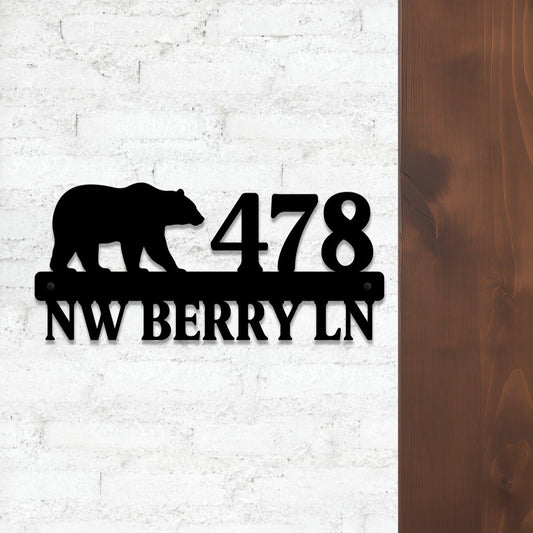 Bear Metal Address Sign