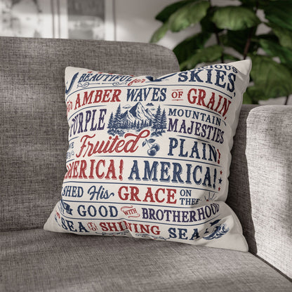 America the Beautiful Lyrics on Pillowcase