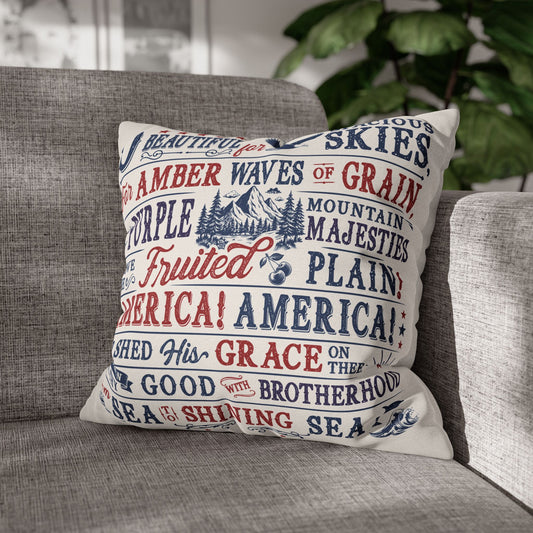 America the Beautiful Lyrics on Pillow Case