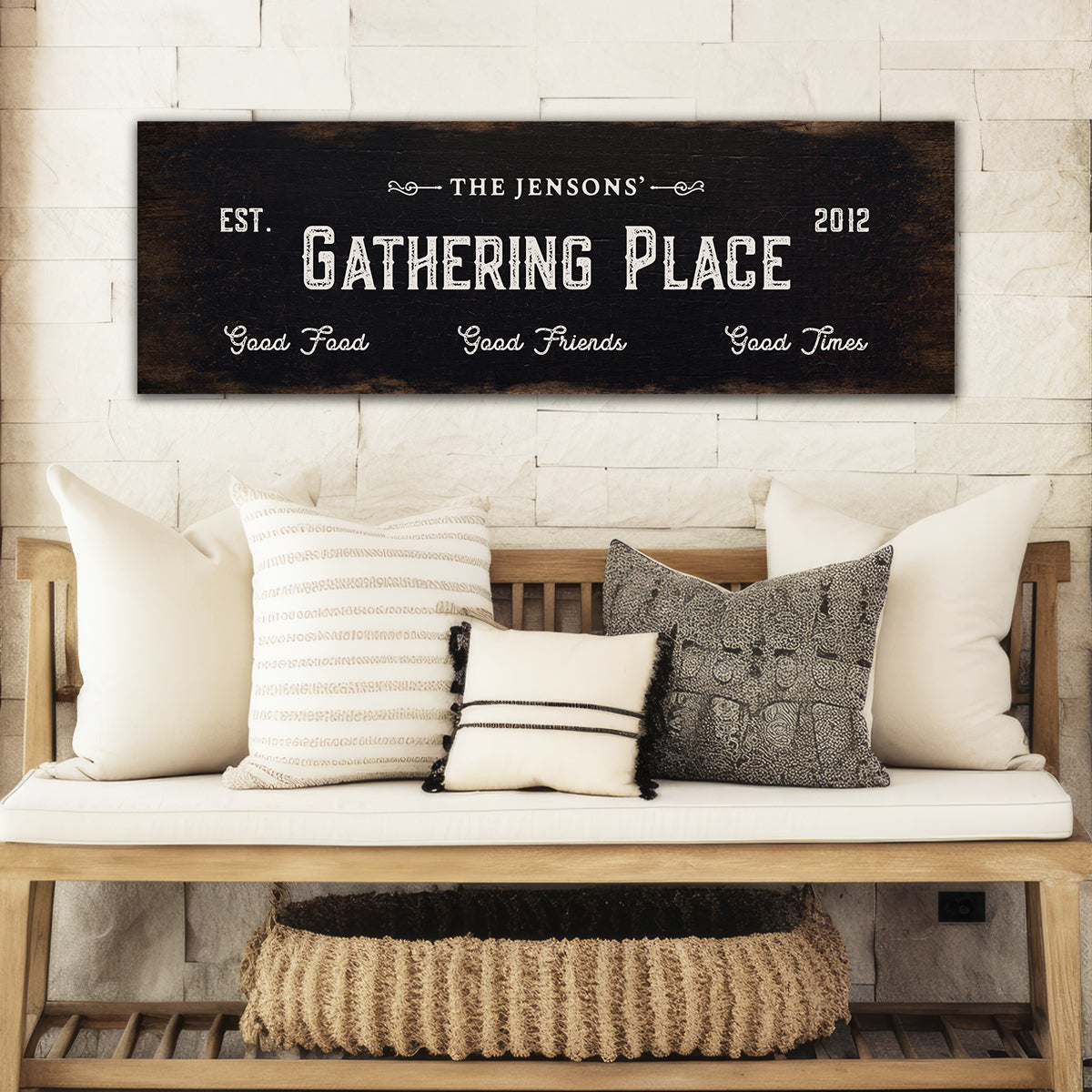 ~Family Gathering Place~ Black Canvas Wall Art