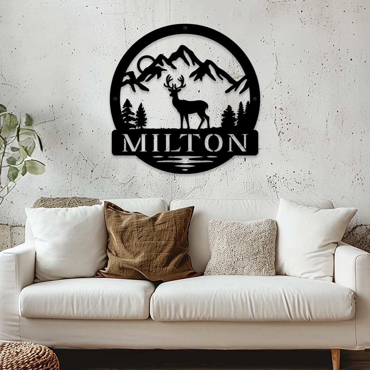 Deer in the Pines - Personalized Metal Sign