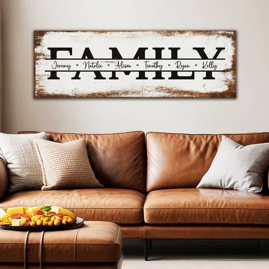 ~Family~ Personalized Rustic Canvas - Add 3 to 6 Names