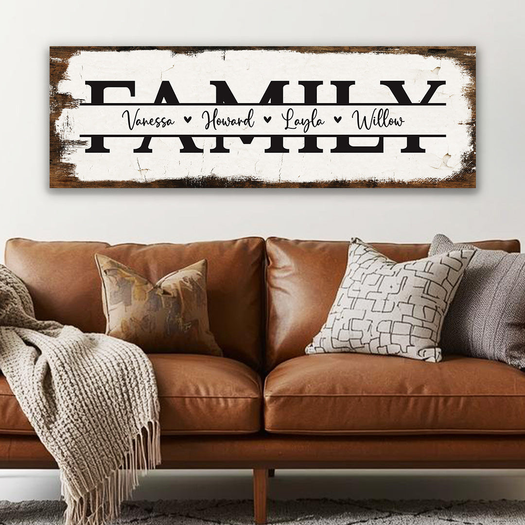 ~Family~ Personalized Rustic Canvas - Add 3 to 6 Names