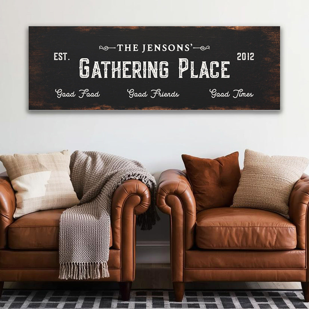 ~Family Gathering Place~ Black Canvas Wall Art