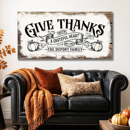 Give Thanks | Personalized Thanksgiving Canvas