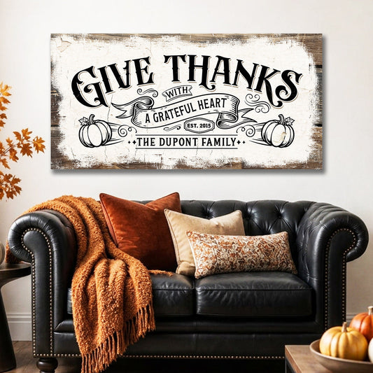 Give Thanks | Personalized Thanksgiving Canvas