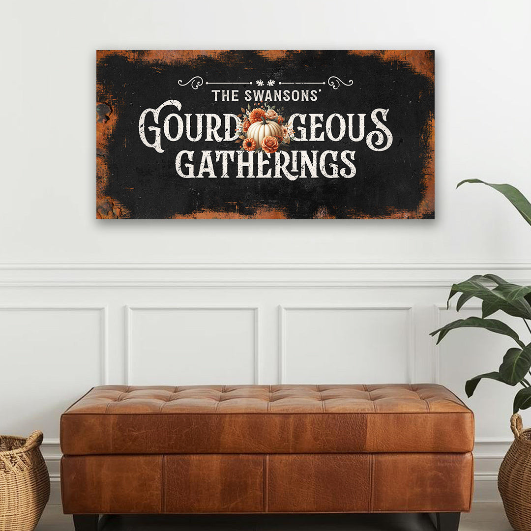 Gourd-geous Gatherings | Personalized Canvas | Black