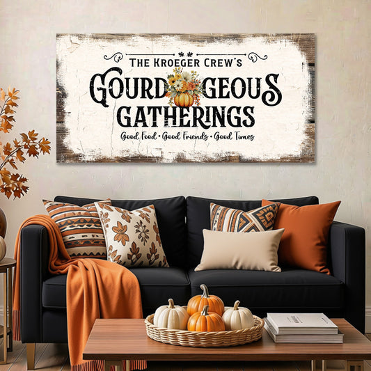 Personalized Fall canvas - Gourd-geous Gatherings