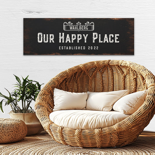 ~Our Happy Place~ Black Canvas Wall Art
