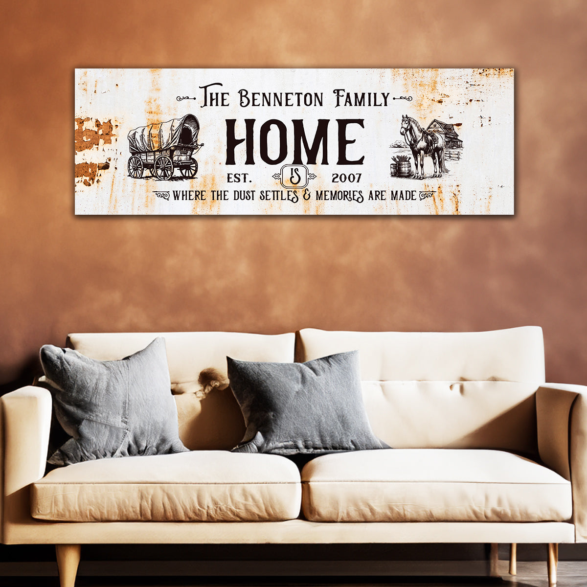 ~Vintage Wagon Home~ Personalized Canvas Wall Art