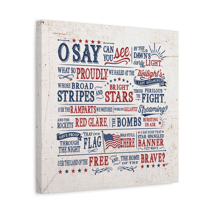 Star Spangled Banner | Lyrics on Square Canvas