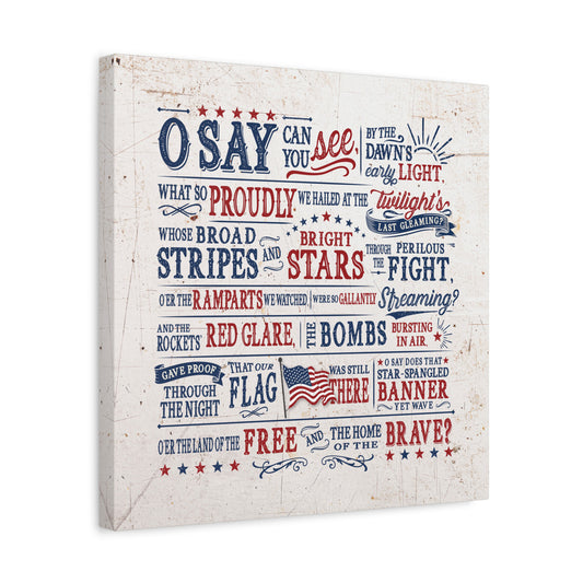 Star Spangled Banner | Lyrics on Square Canvas