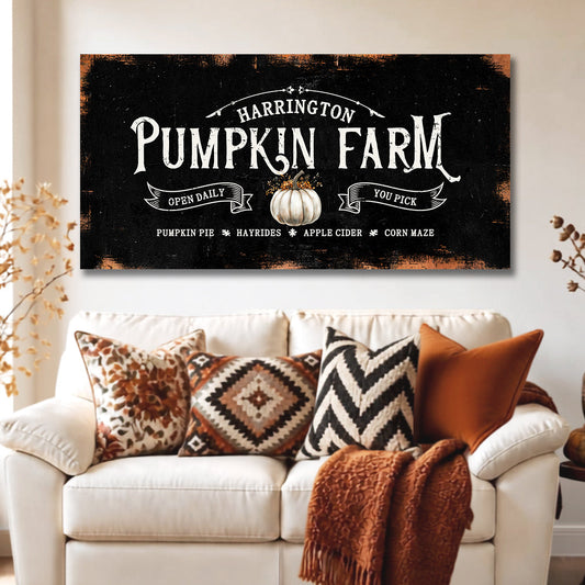 Pumpkin Farm Personalized Canvas Black