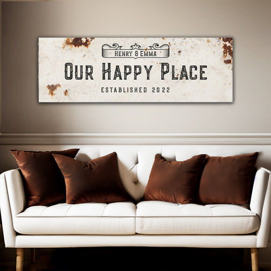 ~Our Happy Place~ Personalized Canvas Wall Art