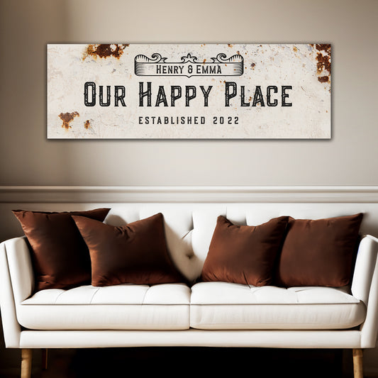 ~Our Happy Place~ Personalized Canvas Wall Art